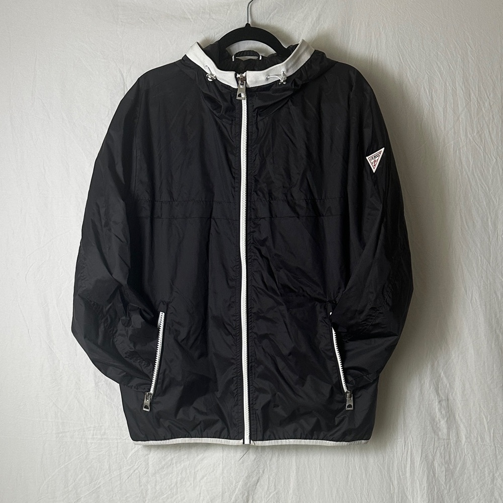 Guess Black Windbreaker with White Accents